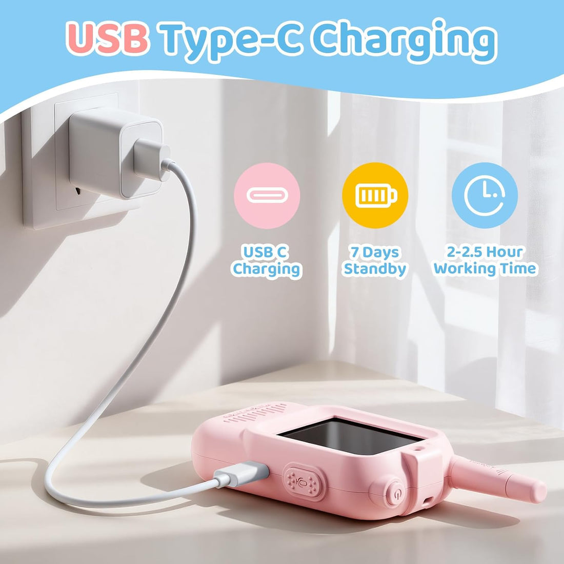 2Pcs Rechargeable Kids Video Walkie Talkie