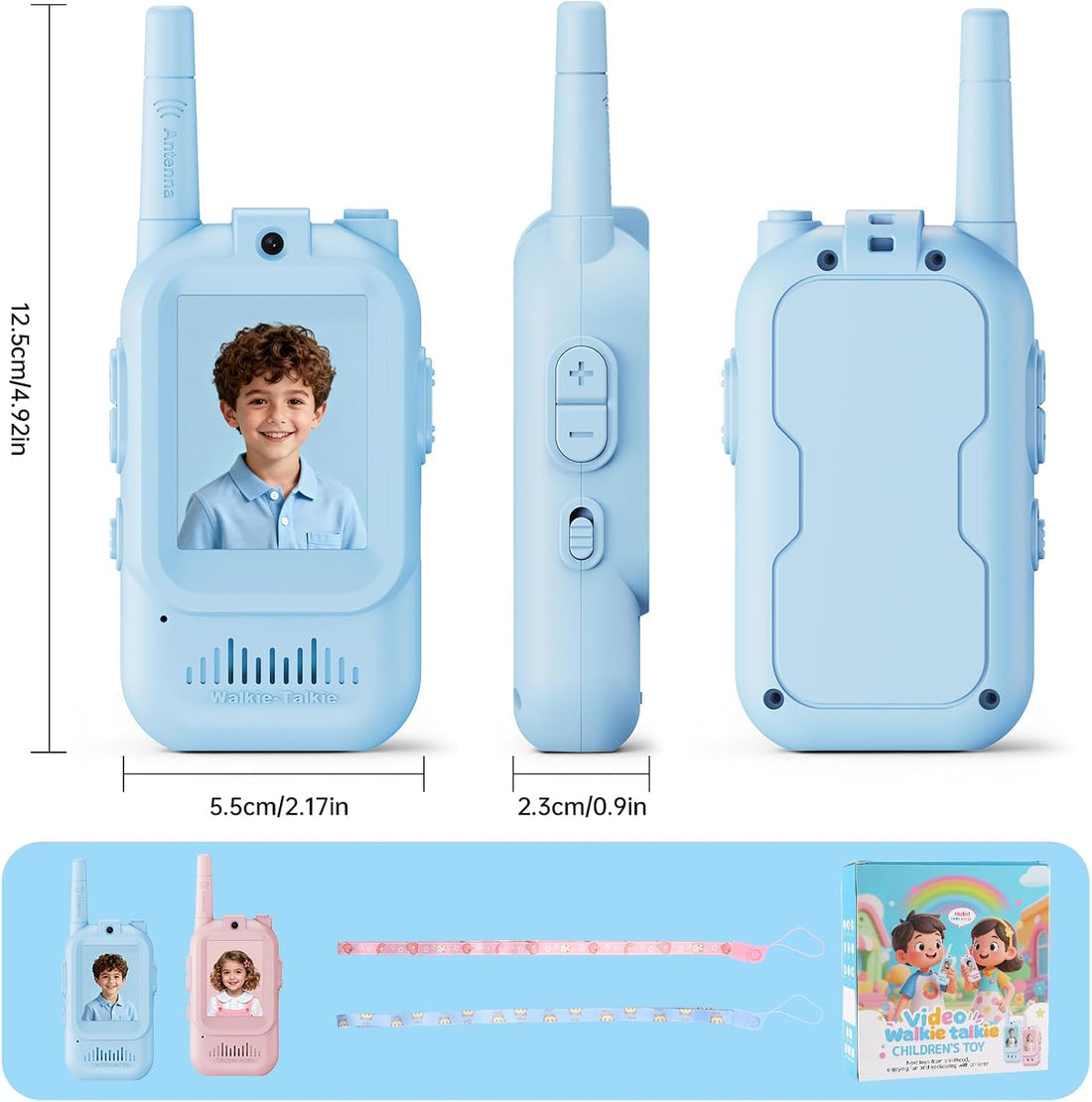 2Pcs Rechargeable Kids Video Walkie Talkie