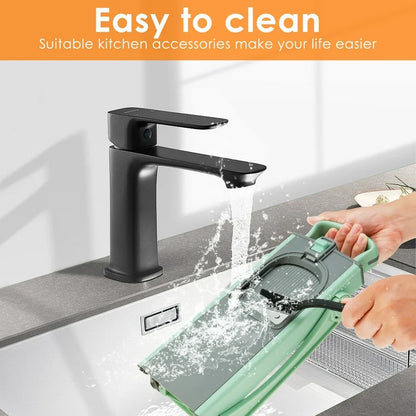 ABS Shell Vegetable Slicer With Anti Slip Base 4 Types Cutting Foldable Multifunctional Veggie Chopper Manual Adjustable Thickness Vegetable Julienne Dicer for Kitchen