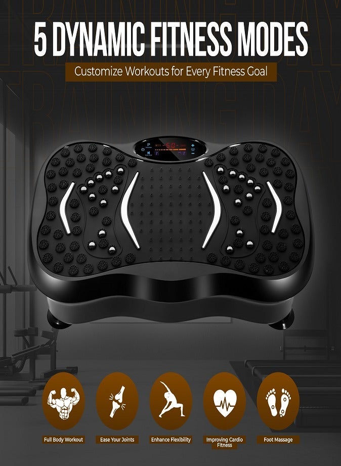 Vibration Plate Exercise Machine with 2 Resistance Bands, Whole Body Vibration Platform