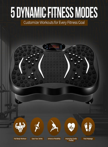 Vibration Plate Exercise Machine with 2 Resistance Bands, Whole Body Vibration Platform