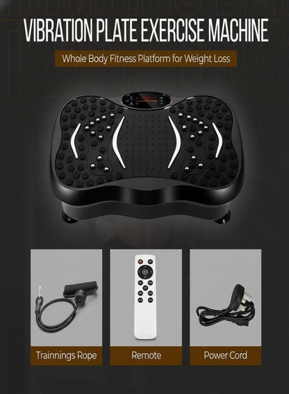 Vibration Plate Exercise Machine with 2 Resistance Bands, Whole Body Vibration Platform